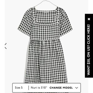 Madewell linen gingham babydoll dress